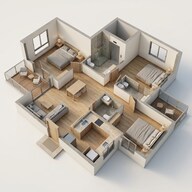 Floor plan of 3 BHK 870 Sq. Ft. Apartment in VTP Volare, Pune