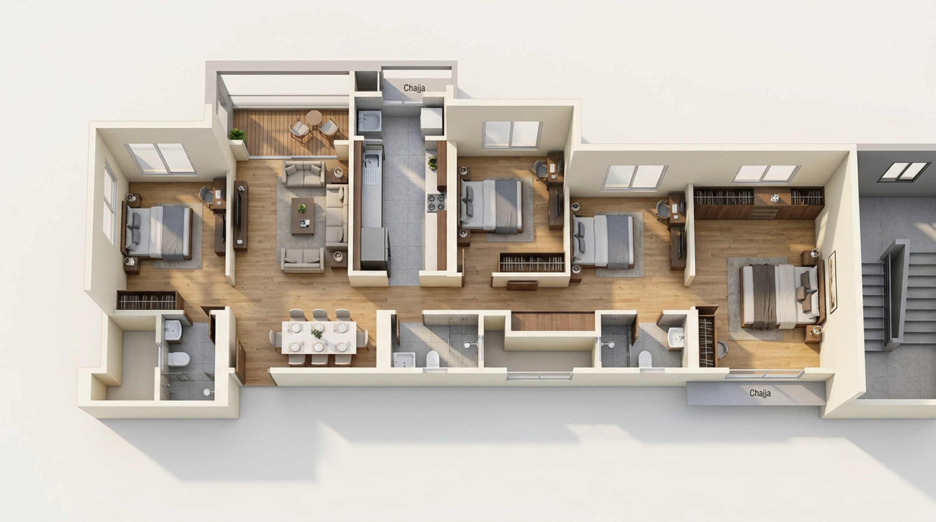 Floor plan of 3 BHK 1057 Sq. Ft. Apartment in LnT Evara Heights, Thane