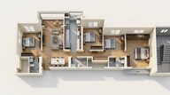 Floor plan of 3 BHK 1057 Sq. Ft. Apartment in LnT Evara Heights, Thane