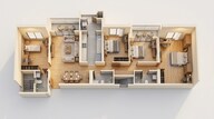 Floor plan of 3 BHK 1215 Sq. Ft. Apartment in LnT Evara Heights, Thane