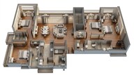 Floor plan of 4 BHK 2235 Sq. Ft. Apartment in LnT Evara Heights, Thane