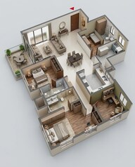 Floor plan of 2 BHK 2018 Sq. Ft. Apartment in Sobha Marina One, Kochi