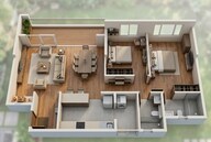 Floor plan of 2 BHK 930 Sq. Ft. Apartment in Kalpataru Blossoms, Pune
