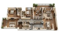 Floor plan of 3 BHK 1698 Sq. Ft. Apartment in Kalpataru Blossoms, Pune