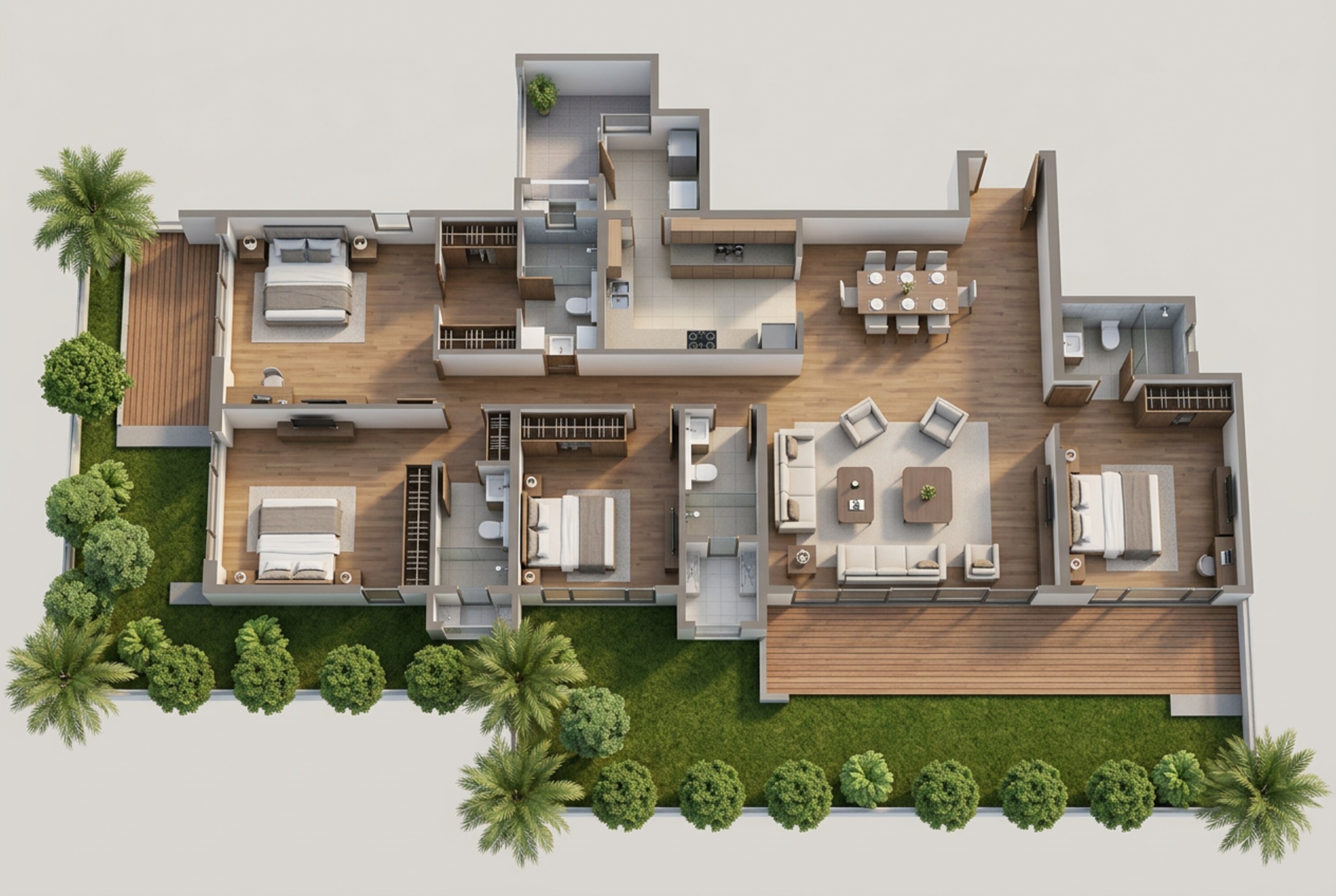 Floor plan of 4 BHK 1900 Sq. Ft. Apartment in Kalpataru Blossoms, Pune