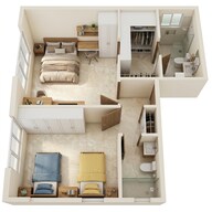 Floor plan of 2 BHK 885 Sq. Ft. Apartment in Kalpataru Blossoms, Pune