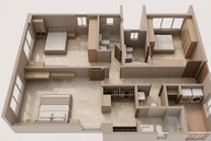 Floor plan of 3 BHK 1530 Sq. Ft. Apartment in Kalpataru Blossoms, Pune