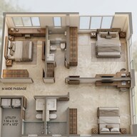 Floor plan of 3 BHK 1965 Sq. Ft. Apartment in Kalpataru Blossoms, Pune