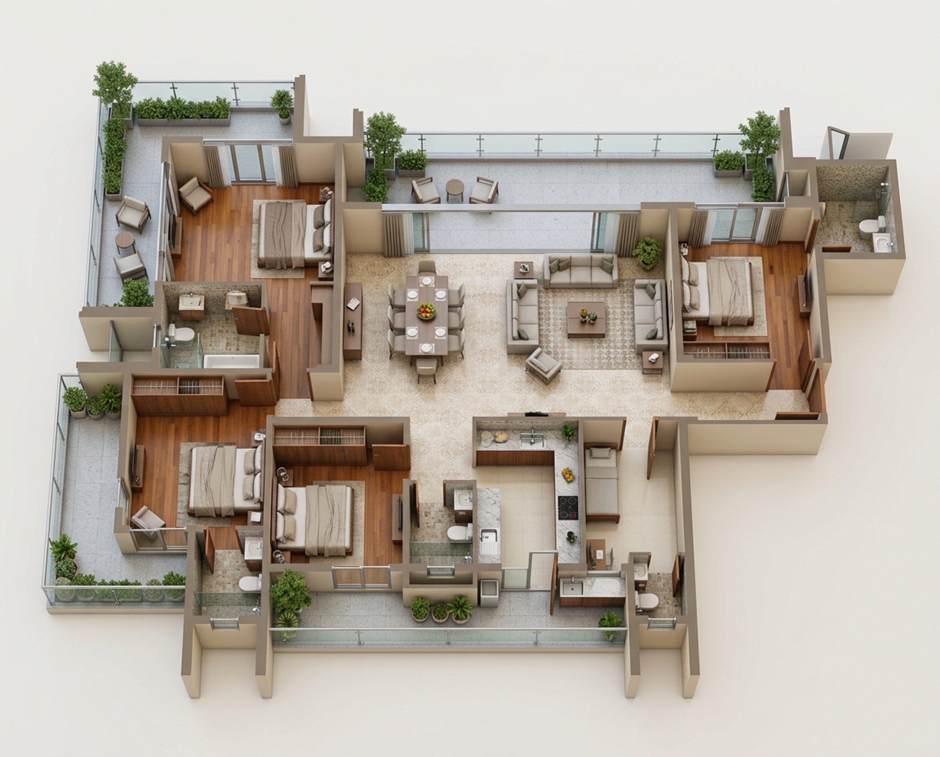 Floor plan of 4 BHK 3600 Sq. Ft. Apartment in Eldeco Fairway Reserve, Gurgaon