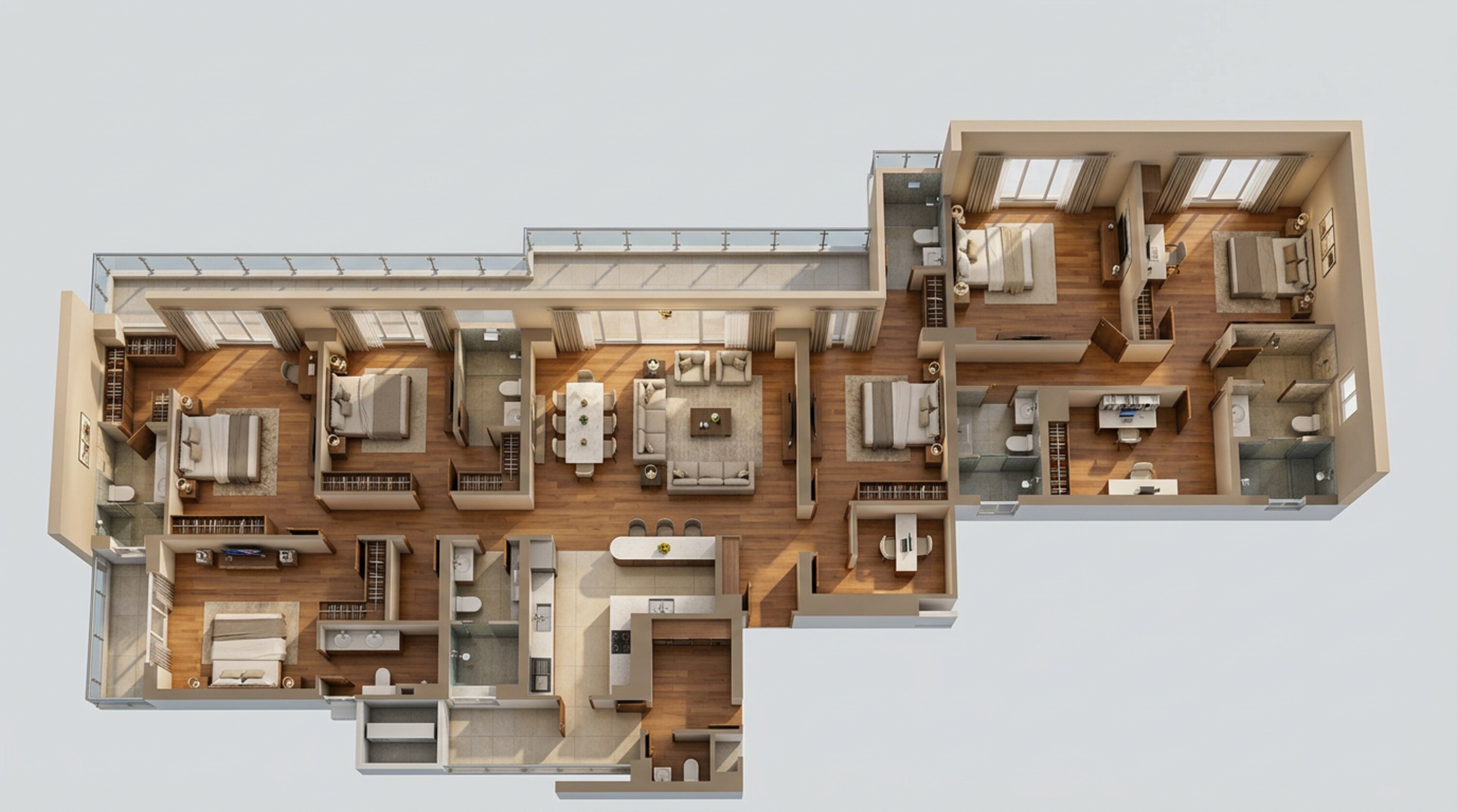 Floor plan of 4 BHK 3538 Sq. Ft. Apartment in Godrej Riverine, Noida