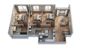 Floor plan of 2 BHK 785 Sq. Ft. Apartment in Chandak Sarvam, Mumbai