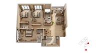 Floor plan of 3 BHK 1100 Sq. Ft. Apartment in Chandak Sarvam, Mumbai