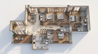 Floor plan of 3 BHK 1260 Sq. Ft. Apartment in Chandak Sarvam, Mumbai