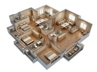 Floor plan of 3 BHK 1510 Sq. Ft. Apartment in Godrej Blue, Kolkata