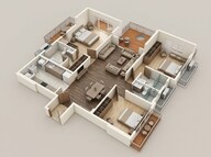Floor plan of 3 BHK 2088 Sq. Ft. Apartment in Godrej Blue, Kolkata