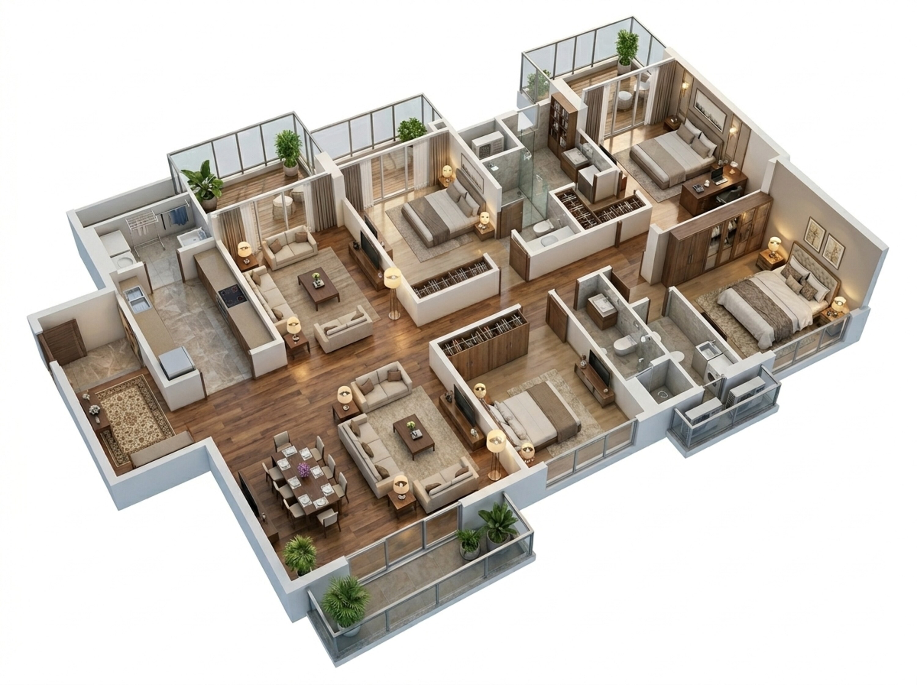 Floor plan of 4 BHK 2522 Sq. Ft. Apartment in Godrej Blue, Kolkata