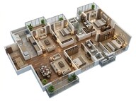 Floor plan of 4 BHK 2522 Sq. Ft. Apartment in Godrej Blue, Kolkata
