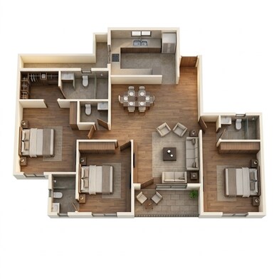 Floor plan of 3 BHK 1386 Sq. Ft. Apartment in Platinum The Reserve, Navi Mumbai
