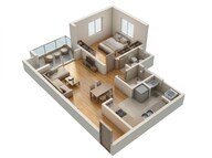 Floor plan of 1 BHK 481 Sq. Ft. Apartment in Godrej Evergreen Square, Pune