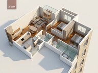 Floor plan of 2 BHK 700 Sq. Ft. Apartment in Godrej Evergreen Square, Pune