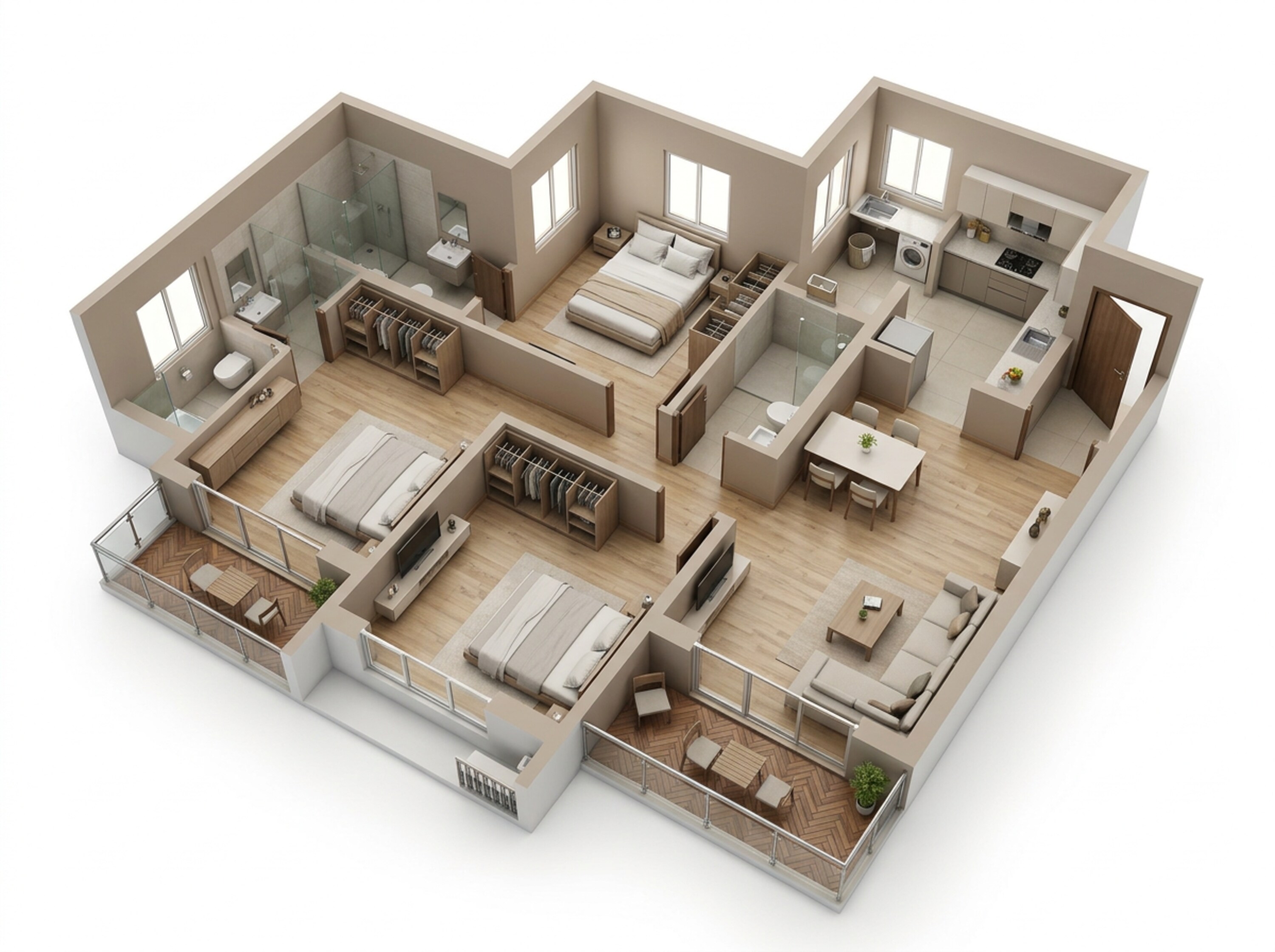 Floor plan of 3 BHK 924 Sq. Ft. Apartment in Godrej Evergreen Square, Pune