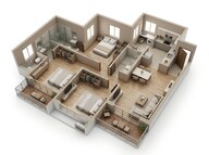 Floor plan of 3 BHK 924 Sq. Ft. Apartment in Godrej Evergreen Square, Pune