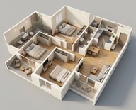 Floor plan of 3 BHK 963 Sq. Ft. Apartment in Godrej Evergreen Square, Pune