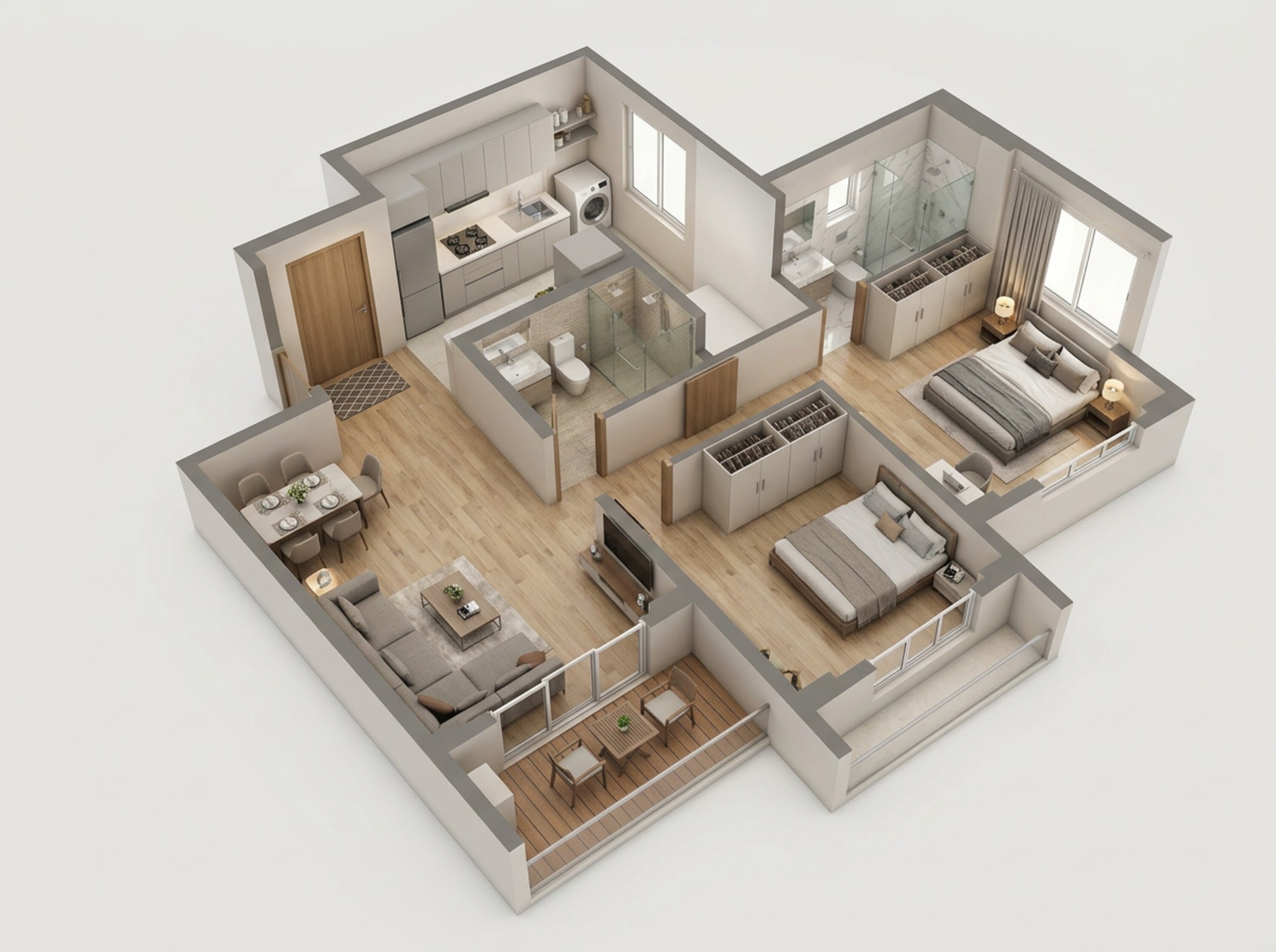 Floor plan of 2 BHK 682 Sq. Ft. Apartment in Godrej Evergreen Square, Pune