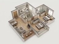 Floor plan of 2 BHK 682 Sq. Ft. Apartment in Godrej Evergreen Square, Pune
