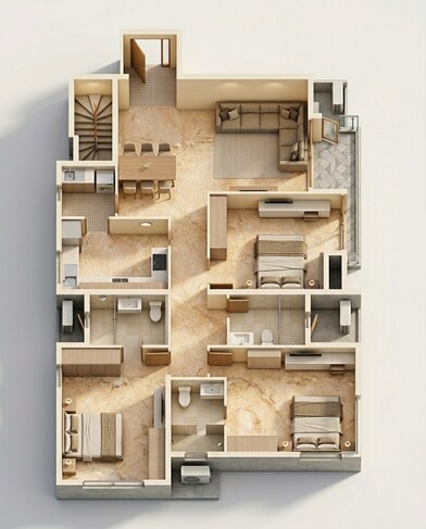 Floor plan of 3 BHK 1947 Sq. Ft. Apartment in Appaswamy Belmont Residences, Chennai