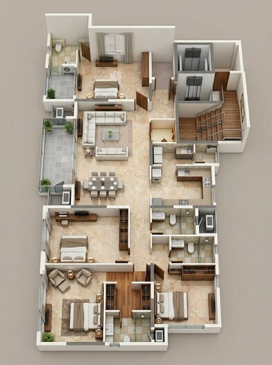 Floor plan of 3 BHK 2878 Sq. Ft. Apartment in Appaswamy Belmont Residences, Chennai