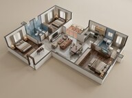 Floor plan of 3 BHK 1350 Sq. Ft. Apartment in Sreerosh Karuna, Chennai