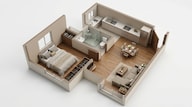 Floor plan of 1 BHK 628 Sq. Ft. Apartment in Embassy Verde, Bangalore