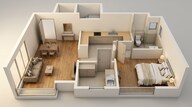 Floor plan of 1 BHK 688 Sq. Ft. Apartment in Embassy Verde, Bangalore