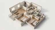 Floor plan of 2 BHK 971 Sq. Ft. Apartment in Embassy Verde, Bangalore