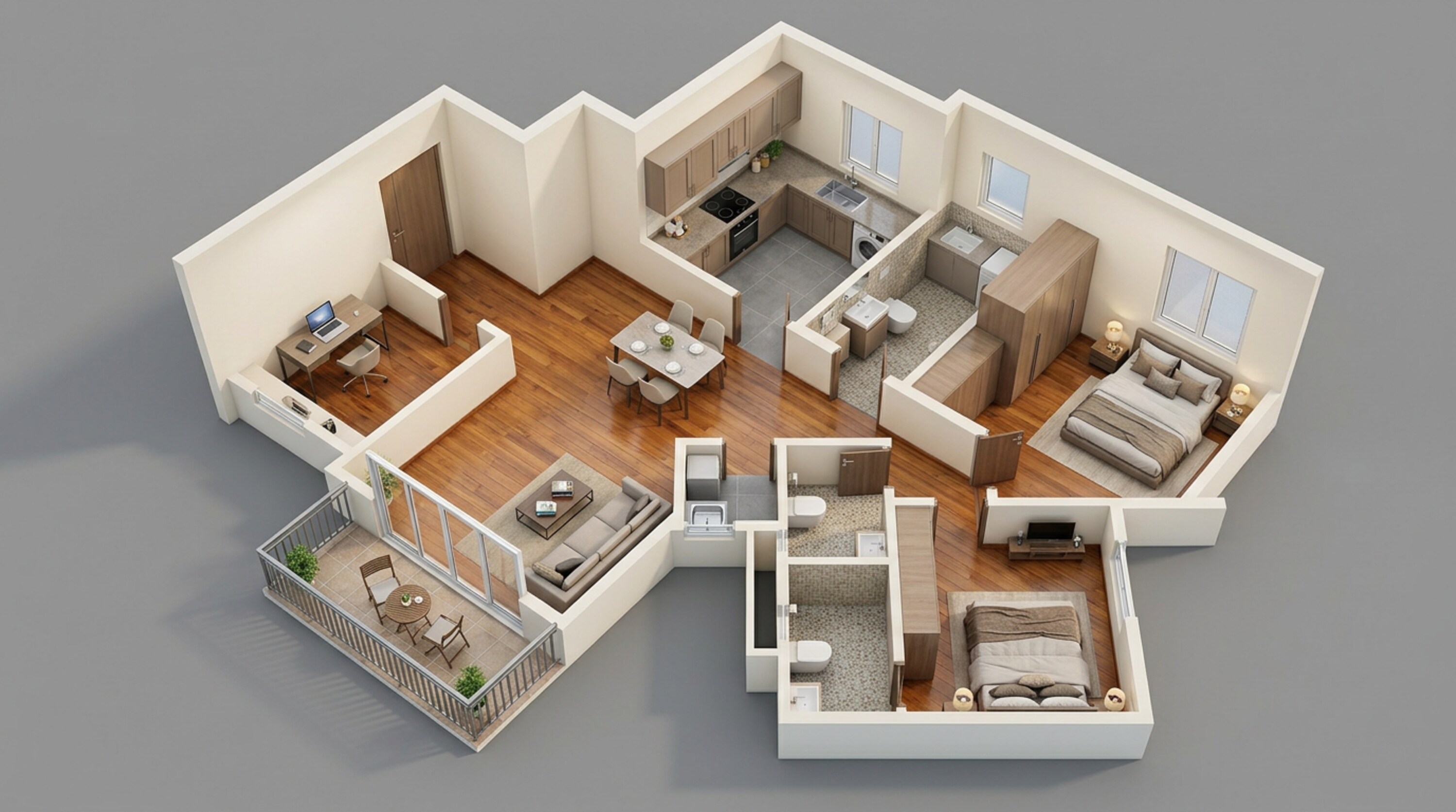 Floor plan of 2 BHK 1110 Sq. Ft. Apartment in Embassy Verde, Bangalore