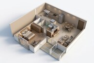 Floor plan of 1 BHK 689 Sq. Ft. Apartment in Brigade Citrine, Bangalore