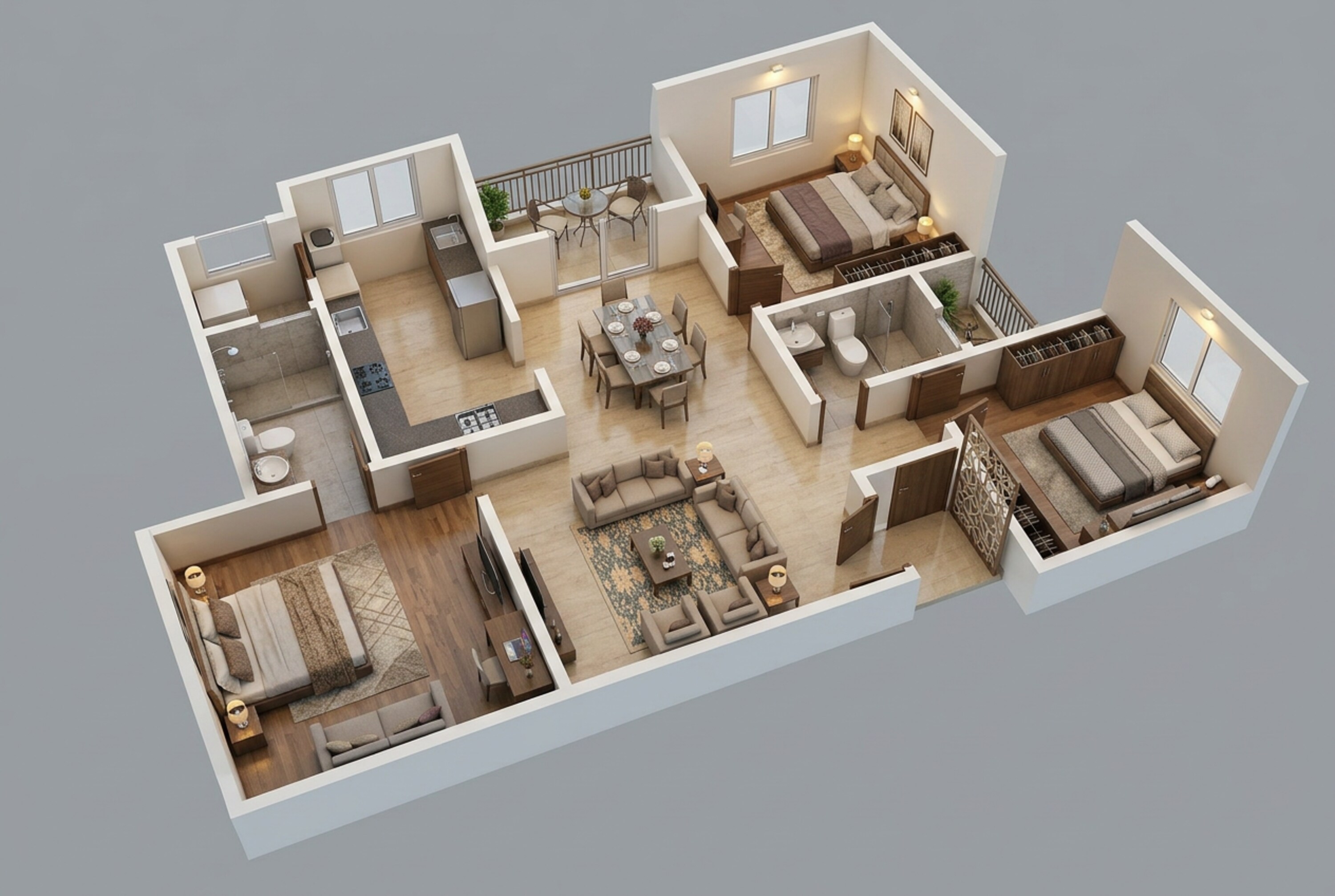 Floor plan of 3 BHK 1548 Sq. Ft. Apartment in Brigade Citrine, Bangalore