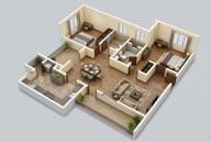 Floor plan of 3 BHK 1765 Sq. Ft. Apartment in Brigade Citrine, Bangalore