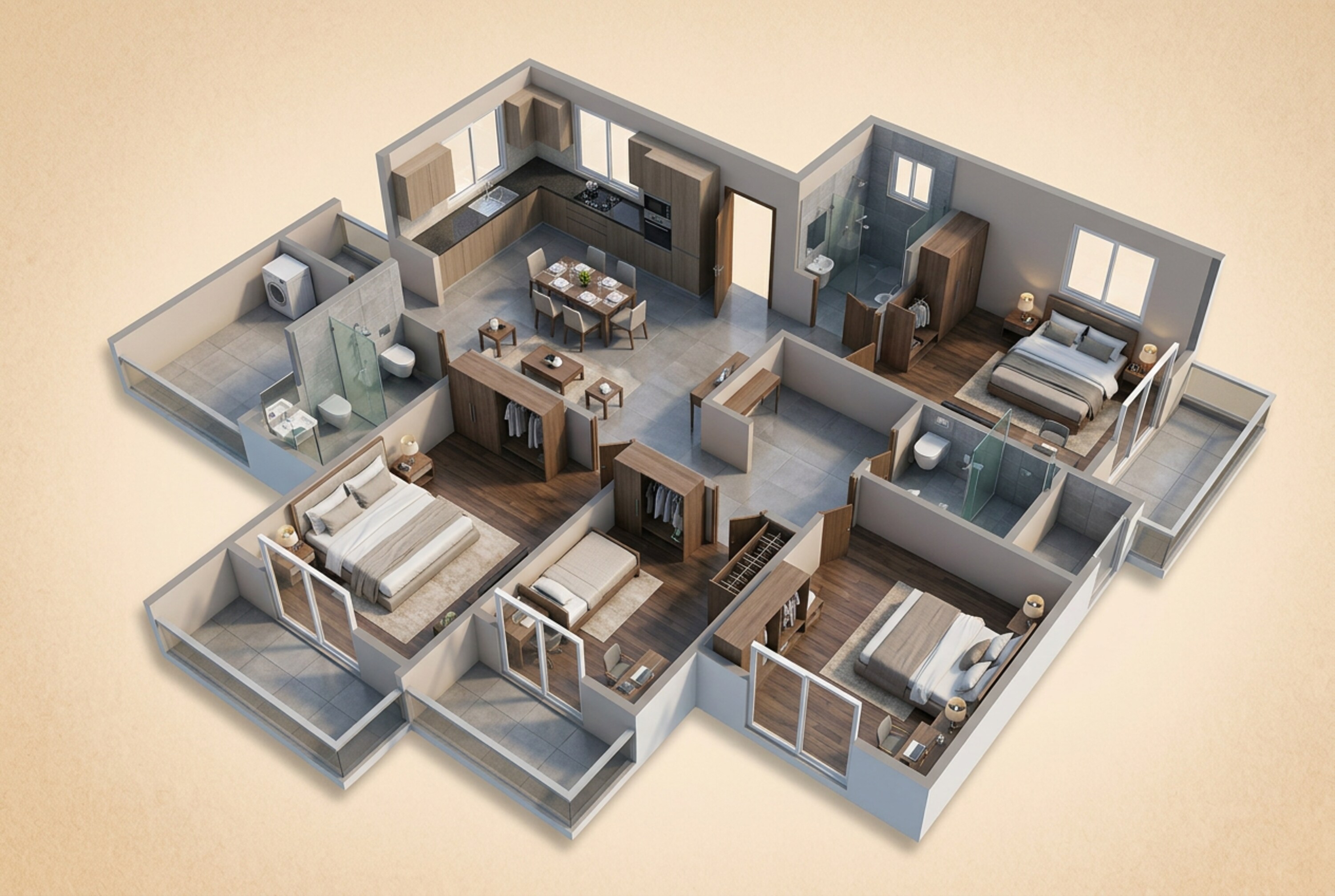Floor plan of 4 BHK 2528 Sq. Ft. Apartment in Brigade Citrine, Bangalore
