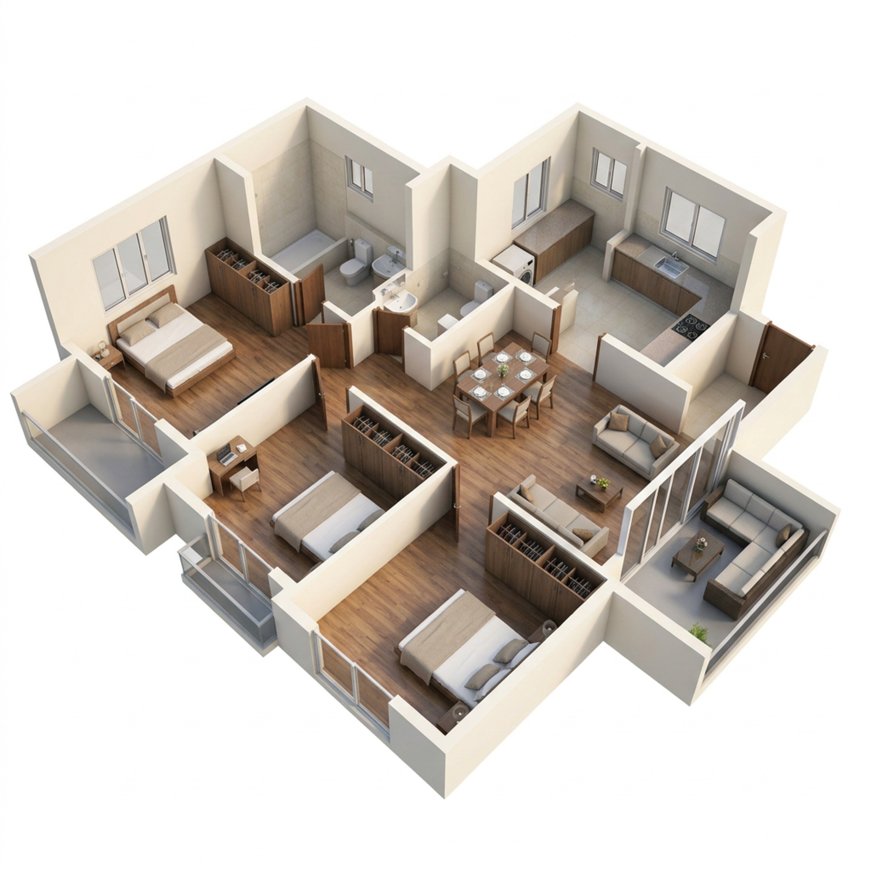 Floor plan of 2 BHK 807 Sq. Ft. Apartment in Legacy Aqua Life, Pune
