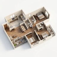 Floor plan of 3 BHK 1076 Sq. Ft. Apartment in Legacy Aqua Life, Pune