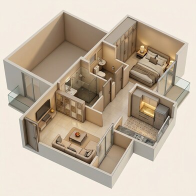 Floor plan of 1 BHK 380 Sq. Ft. Apartment in Dashmesh Heights, Thane