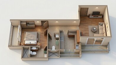 Floor plan of 1 BHK 400 Sq. Ft. Apartment in Dashmesh Heights, Thane