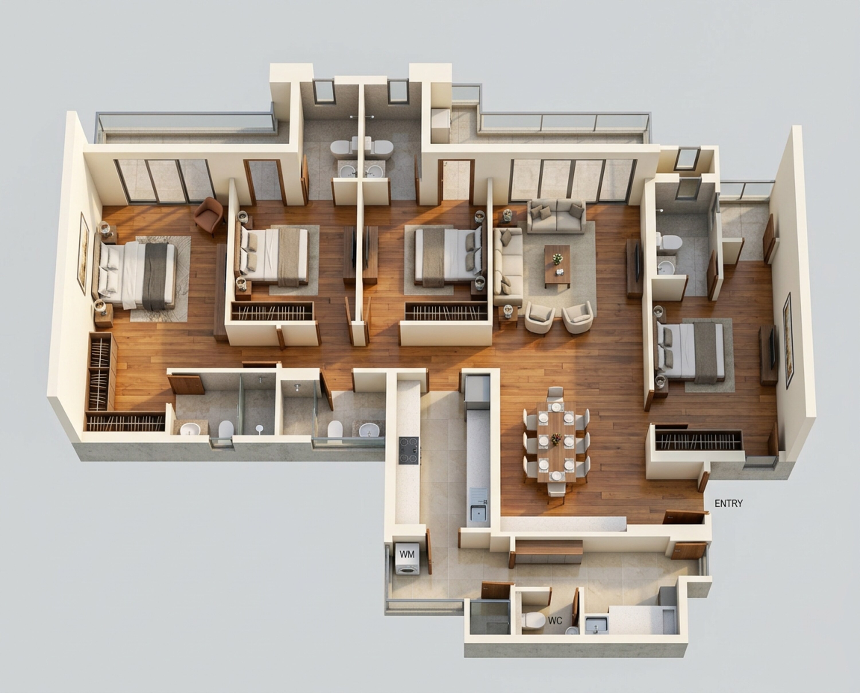 Floor plan of 4 BHK 2850 Sq. Ft. Apartment in Emaar Urban Ascent, Gurgaon