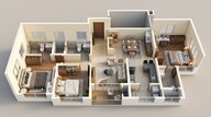 Floor plan of 3 BHK 1857 Sq. Ft. Apartment in Brigade Altius, Chennai