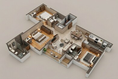 Floor plan of 3 BHK 1726 Sq. Ft. Apartment in Brigade Altius, Chennai