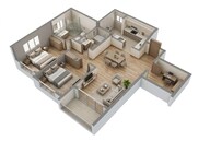 Floor plan of 2 BHK 1337 Sq. Ft. Apartment in Sobha Hamptons Town Park, Bangalore