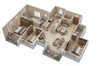 Floor plan of 3 BHK 1859 Sq. Ft. Apartment in Sobha Hamptons Town Park, Bangalore