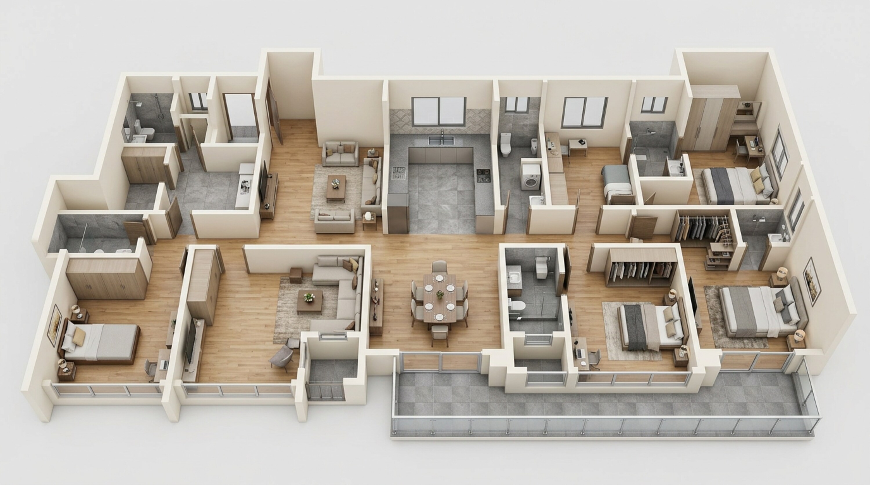 Floor plan of 4 BHK 2845 Sq. Ft. Apartment in Sobha Hamptons Town Park, Bangalore